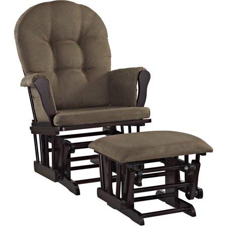 Windsor Glider and Ottoman - Espresso Finish and Chocolate Cushions