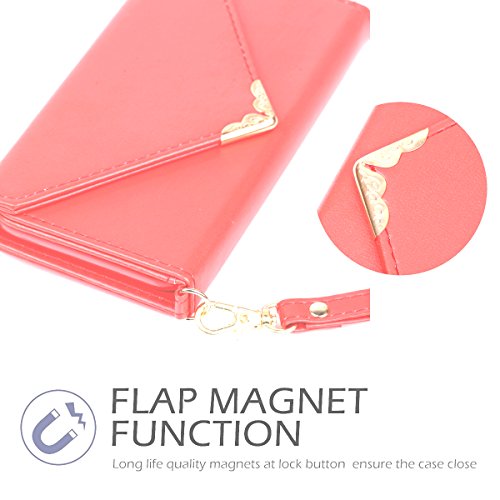 IPhone 7 Plus Wallet Case, Rejazz [Red] Envelope Flip Handbag Shell Women Wallet PU Leather Magnetic Folio Detachable Cover Cases with Credit Card ID Holders Wrist Strap for Apple Iphone 7 Plus 5.5"  - Thumbnail 4