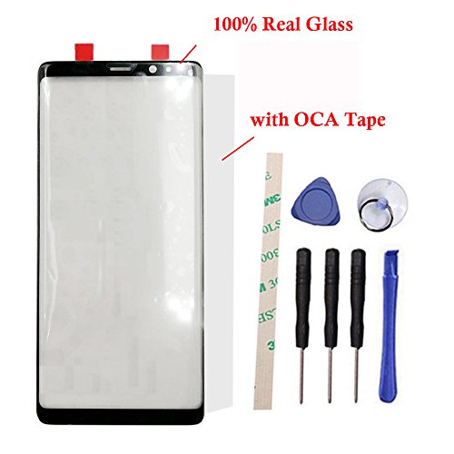 Outer Screen Front Glass Lens Replacement for Galaxy Note 8 N950 N950U N950W N950FD N950F(Not LCD and Not digitizer) with Adhesive (Black)