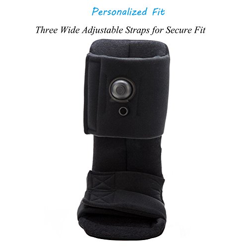 Plantar Fasciitis Night Splint, Adjustable Soft Medical Pneumatic Brace Boot for Pain Relief Black Large