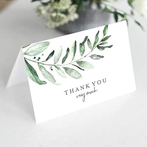 Bliss Collections Thank You Cards with Envelopes, Rustic Greenery, All-Occasion Thank You Cards for Weddings, Bridal…