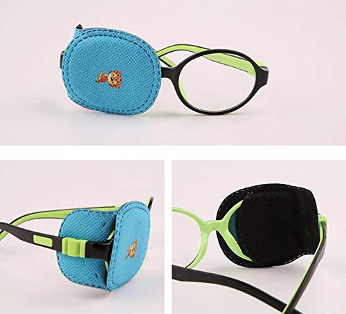 6PCS Blue Fibre Eye Mask Shading Reusable One Eye Patch Strabismus Corrected Amblyopia Sponge Eye Paste Visual Recovery Cover Pads Blinders Eyeglasses Accessories for Children Kids Girls Boys - Thumbnail 6