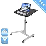 Seville Classics Tilting Mobile Laptop Computer Desk Cart with Stopper Ledge, Height-Adjustable from 23.6 to 36.4