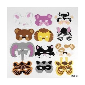 Fun Express Assortment Kids Foam Animal Face Masks Zoo Farm Party Costume (2-Pack of 12)