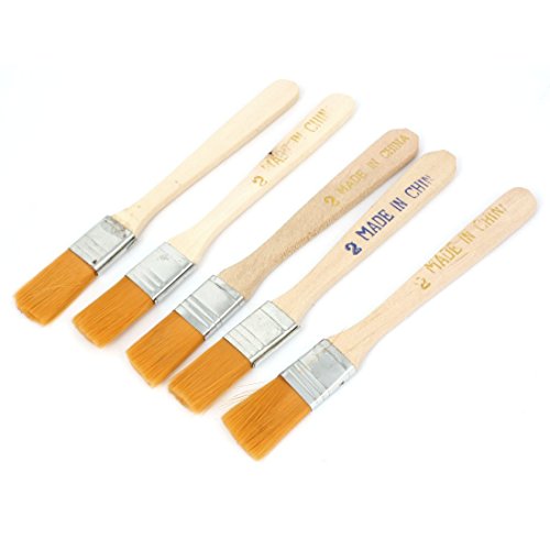 Uxcell Wooden Handle Bristles Head Oil Painting Brushes, 30mm x 15mm, 5 Piece