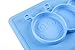 Silicone Baby Placemat Toddler Plates with Suction + 4 Resuable Food Storages - Portable Non Slip Mat for Kids (Blue)