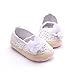 LIVEBOX Baby Girls' Crochet Knit Soft Sole Anti-Slip Mary Jane Bow Infant Prewalker Toddler Sandals (M: 6~12 Months, Flower-White)