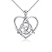 925 Sterling Silver Good Luck Irish Celtic Knot Triangle Vintage Love Heart Pendant Necklace, 18 inches