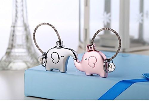Milesi elephant for lovers gift bag pendant a couples key ring Trinket key chains car keychain chaveiro innovative -- Silver & Pink