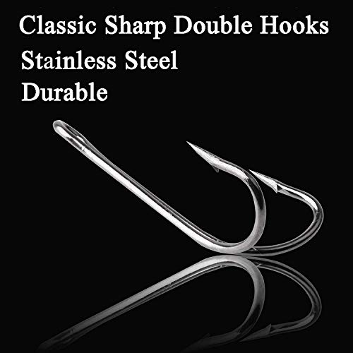 Edelstahl Doppel Angelhaken Zwillingshaken 7982 Extra Stark Edelstahl Doppel Haken Angeln Fly Haken für Salzwasser… – Bild 5