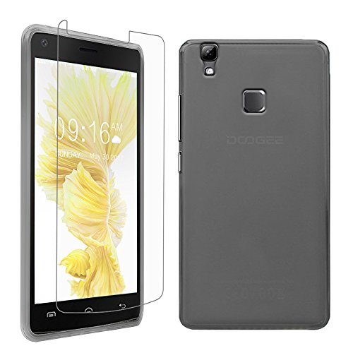 Doogee X5 Max Case with Screen Protector, Gzerma Shock-Absorption Bumper and Anti-Scratch TPU Soft Gel Skin Cover and Explosion-proof Protective Film for DOOGEE X5 MAX Pro (Gray)