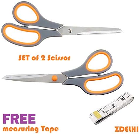 ZDELHI Multipurpose Strong Hardness Stainless Steel Scissors for Household Diy Crafts Home School Teaching Cutting Tools Stationery -Pack of 2