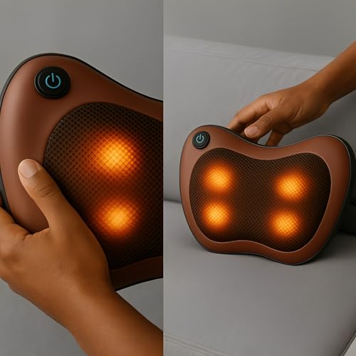 Massageador Shiatsu Elétrico com Aquecimento, Almofada Massageadora 4 Pontos para Alívio Muscular no Pescoço, Costas, Pernas e Pés
