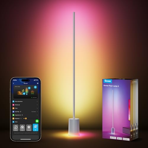 Govee RGBIC Stehlampe, LED-Stehlampe mit über 64 Szenen, DIY-Modus, Musiksynchronisation, 1700 Lumen, Moderne Lampe für Schlafzimmer, Arbeit mit Alexa