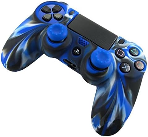 Soft Silicone Thicker Half Skin Cover for Playstation PS4 Controller Emubody Anti-slip Soft Camouflage Silicone Case (for Playstation PS4 Controller, Blue)