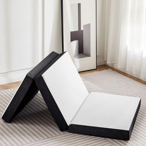 UOCFYK Tri-fold Memory Foam Mattress, 3 Inch Folding Mattress Topper with Washa…