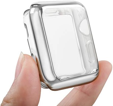 top4cus 44mm Cover Soft TPU Anti-Scratch Lightweight 44mm Iwatch Case All-Around Screen Protector, Optional Cases Compatible with Apple Watch Series 9/8/7 Series SE2/6/SE/5/4 Series 3/2/1 - Silver