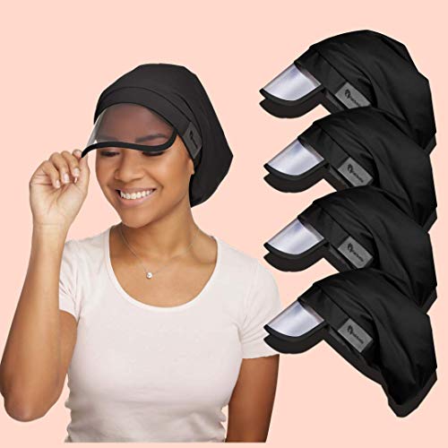 Hairbrella Women's Rain Hat, Waterproof, Sun Protection, Satin-Lined, Packable (Black - Pack of 4)