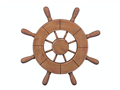 Rustic Wood Finish Decorative Ship Wheel 9" - Wooden Ships Wheel - Boat Steerin