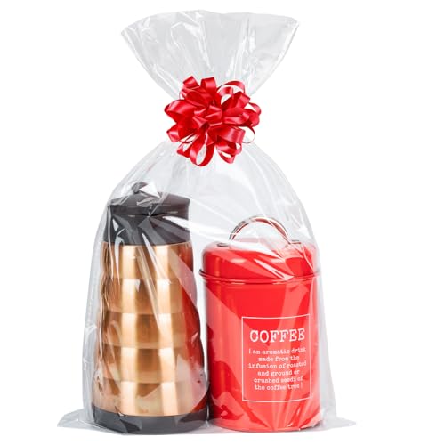 Labeol 20pcs Cellophane Bags 12x18 Cellophane Wrap for Gift Large Clear Gift Party Favors Bags Clear Treat Plastic Packaging Bags for Cookie Candy Goodie (No Gusset)