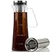 Cold Brew Coffee Maker | Coffee &Tea Pitcher, Tea Infuser, 1.0L / 34oz Glass Carafe, BPA Free, Odor & Stain Free, Ergonomic Spout, Removable Stainless Steel Filter.