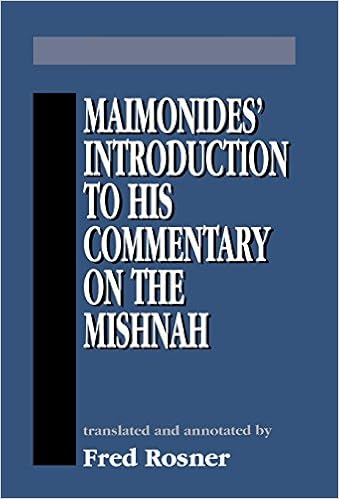 Maimonides Introduction To His Commentary On The Mishnah Maimonides Moses Rosner Fred 9781568212418 Amazon Com Books