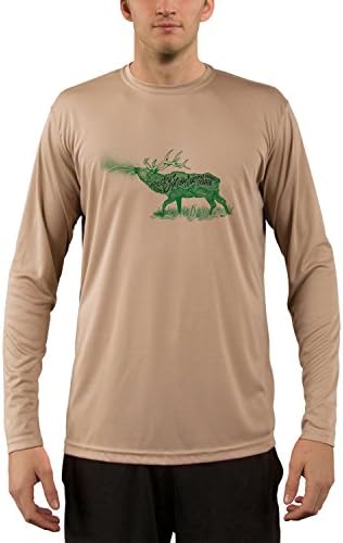 Meridian Line Rocky Mountain National Park Elk Men's UPF 50+ UV/Sun Protection Performance Long Sleeve T-Shirt X-Large Tan
