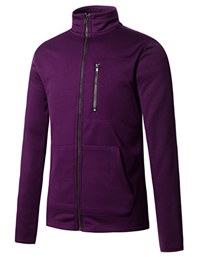 REGNA X Mens Front Zip Pockets Athletic Purple Medium Fleece Chest Zip Pocket Jackets