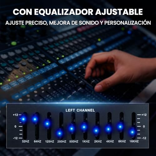 HZERO Amplificador de Audio para Casa de 5.1 Canales para Altavoces de 8-16 Pulgadas, Amplificador de Altavoces con Ajuste del Ecualizador, con Ventilador Inteligente Entrada Coaxial óPtica