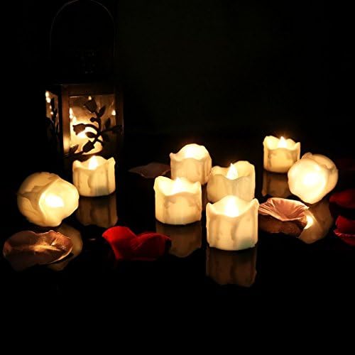 12pcs Flameless Candle Lights with Timer (6 Hrs on 18 Hrs Off)/Electric Amber Warm white Candle LED Tea Light Home Dinner Room Party Decor/Big Votive Candle Lamp (Warm white)