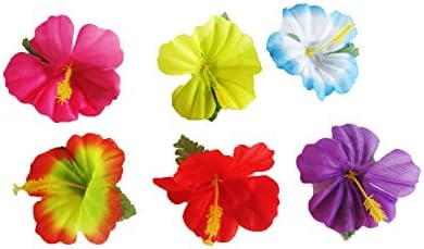 Dotebpa 72Pcs Hibiscus Flowers Hawaiian Flowers for Tabletop Decoration,6 Colors