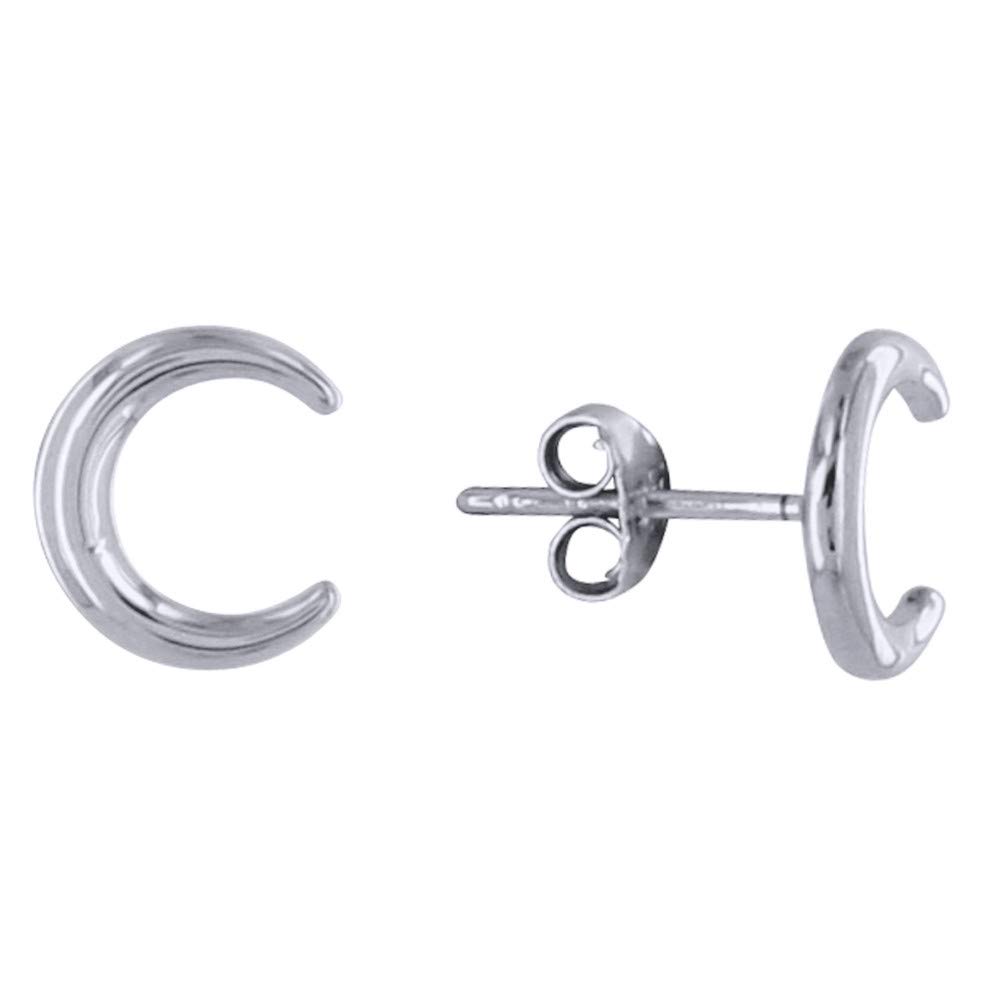 LES POULETTES BIJOUX - Rhodium Silver Earrings Crescent Moon