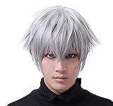 leading star Tokyo Ghouls Ken Kaneki Cosplay Wig Mens Short Halloween Party Wigs