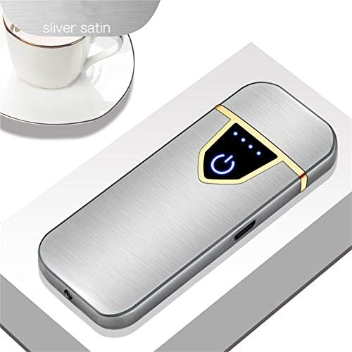 Harddo Fingerprint Lighter, Rechargeable USB Electronic Lighter Touching Fingerprint Flameless Plasma Lighter Windproof Electronic Cigarette Lighter for Candle, Cigarette