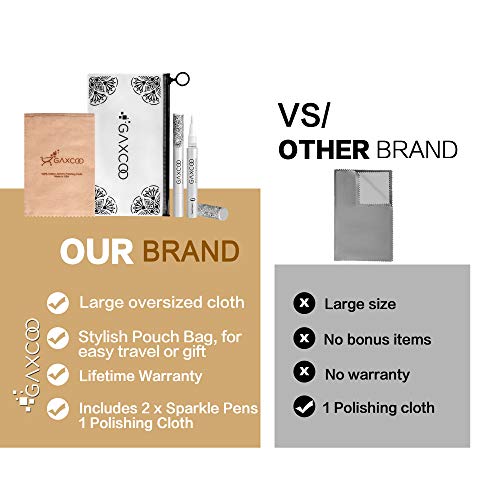 IMPROVED Jewelry Cleaner Kit Includes 2 Pens and Pro Polishing Cloth Made in USA from Pure Cotton for Diamond Rings, Gold, Silver, Platinum Jewelry, Precious Stones