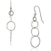 Vanbelle Sterling Silver Jewelry - Rhodium Plated with 925 Stamp - Interlinked Circles Classic Drop Earring - Elegant Handcrafted for Women