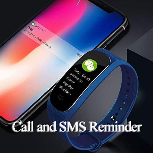 zqasales Fitness Tracker, Color Screen Activity Tracker Heart Rate Monitor,Steps Counter IP67 Waterproof Smart Watch Calorie Counter Watch Pedometer Sleep Monitor Kids Women Men (Blue) - Thumbnail 3