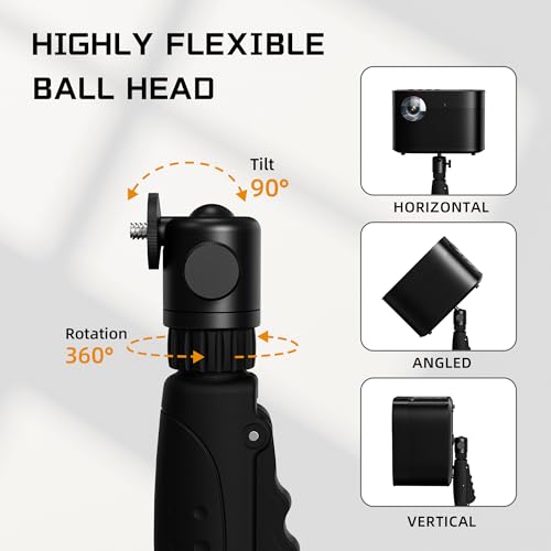 ETHU Projector Floor Stand, One-hand Height Adjustable(94-111cm) Projector Stand Tripod with Safety Lock, Tall Projector Floor Stand Mount with Heavy-Duty Construction for Home, Stage, Office