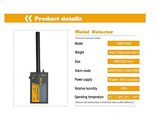 ALLOSUN Handheld TS66A Waterproof Wand Pin Pointer Metal Detector, Grey - Thumbnail 2