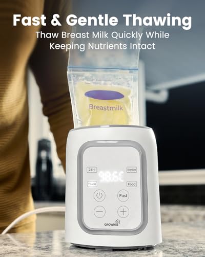 Grownsy Bottle Warmer 10-in-1 Fast Baby Bottle Warmer and Steriliser, for All Bottles, Milk Warmer for Breastmilk or Formula, BPA-Free, Smart Temperature Control and Automatic Shut-Off