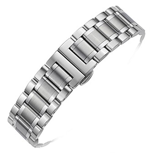 ChezAbbey Stainless Steel Watch Band Replacement Deployment Clasp Watch Strap Sliver 22mm