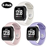 Kmasic Sport Band Compatible Fitbit Versa/Fitbit Versa Lite Edition 3 Pack, Soft Silicone Strap Replacement Wristband Compatible Fitbit Versa Smart Fitness Watch, Large Small