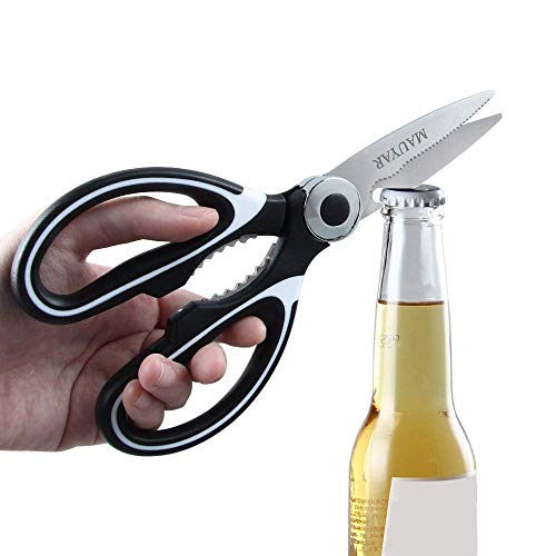 Kitchen Shears, Ultra Sharp Premium Heavy Duty Shears for Kitchen with Stainless Steel Blade and Multi Purpose Scissors for Chicken, Poultry, Fish, Meat, Vegetables, Herbs and BBQ by MAUYAR