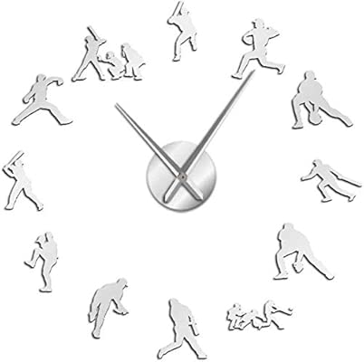 Zxwd 37 Inch Decorative Modern Baseball Wall Clock 3d Frameless