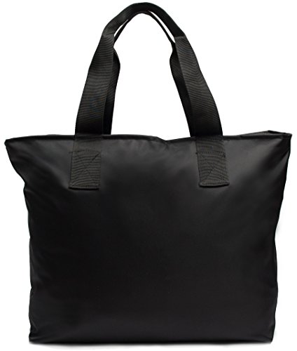 Large Nylon Tote Bag For Shopping, Beach, Sports, Gym - With Double Top Zipper And Long Handles - Heavy Nylon Canvas With Lining - Thumbnail 6