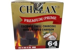 Chelax Premium Coconut Shell Charcoal for Hookah. Shisha, Incense - 64 Pieces