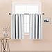 PONY DANCE Short Curtains for Small Window - Rod Pocket Curtain Panels Thermal Insulated Window Drapes for Kitchen/Living Room, 42 W x 36 L, Greyish White, 2 PCs