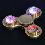Livoty NEW LED Light Hand Spinner Fidget Toys Aluminium Ceramic Finger Ball For Kid (Gold)
