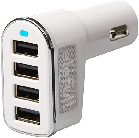 Elefull Super 5.2A 4 Usb Ports Car Usb Charger Smart Ic Recognition Safe Protect and Prolong Your Battery Device Life (White)