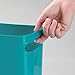 InterDesign Una Rectangular Trash Can with Handles, Waste Basket Garbage Can for Bathroom, Bedroom, Home Office, Dorm, College, 10-Inch, Teal Blue